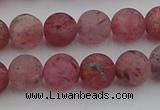 CBQ661 15.5 inches 8mm round matte strawberry quartz beads