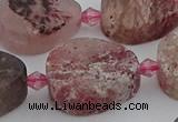 CBQ672 15.5 inches 15*20mm flat teardrop matte strawberry quartz beads