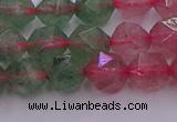 CBQ682 15.5 inches 8mm faceted nuggets mixed strawberry quartz beads