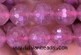 CBQ688 15.5 inches 8mm faceted round strawberry quartz gemstone beads