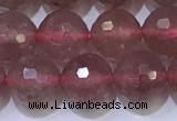 CBQ702 15.5 inches 8mmm faceted round strawberry quartz beads