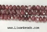 CBQ712 15.5 inches 6*12mm - 8*13mm faceted tyre strawberry quartz beads