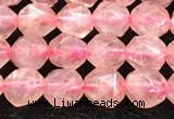 CBQ718 15.5 inches 6mm faceted nuggets strawberry quartz beads