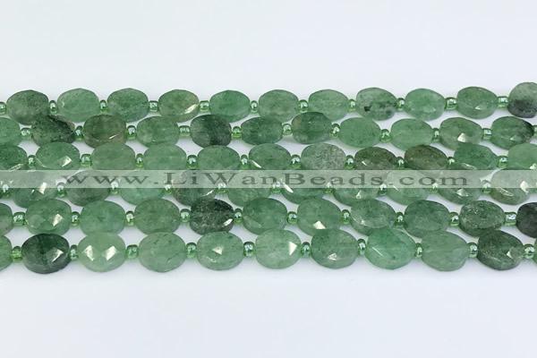 CBQ753 15.5 inches 8*10mm faceted oval green strawberry quartz beads