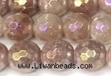 CBQ776 15 inches 8mm faceted round AB-color strawberry quartz beads