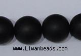 CBS08 15.5 inches 18mm round black stone beads wholesale