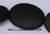 CBS11 15.5 inches 30*40mm oval black stone beads wholesale