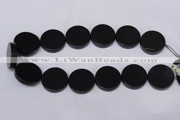 CBS20 15.5 inches 30mm coin black stone beads wholesale