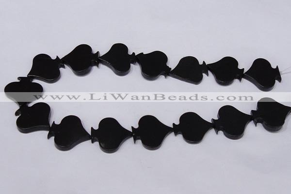 CBS22 15.5 inches 28*28mm heart black stone beads wholesale