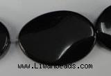 CBS260 15.5 inches 25*35mm twisted oval blackstone beads wholesale