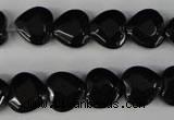 CBS303 15.5 inches 12*12mm faceted heart blackstone beads wholesale