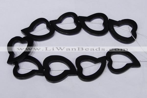 CBS31 15.5 inches 5*35*40mm heart black stone beads wholesale