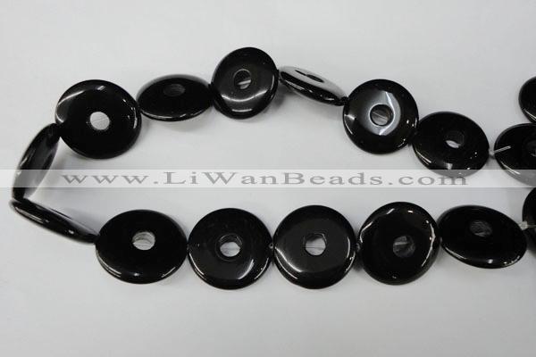 CBS338 15.5 inches 28mm donut blackstone beads wholesale