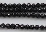 CBS503 15.5 inches 4mm faceted round A grade black spinel beads