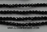 CBS520 15.5 inches 2mm faceted round A grade black spinel beads