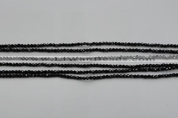 CBS520 15.5 inches 2mm faceted round A grade black spinel beads