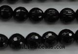 CBS523 15.5 inches 8mm faceted round A grade black spinel beads