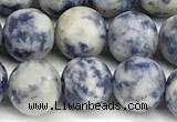 CBS618 15 inches 8mm round matte blue spot stone beads