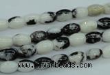 CBW117 15.5 inches 6*8mm rice black & white jasper beads