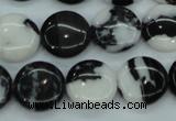 CBW144 15.5 inches 15mm flat round black & white jasper beads