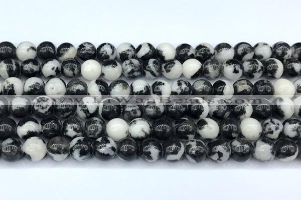 CBW185 15 inches 8mm round black & white jasper beads, 2mm hole