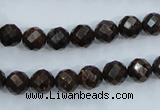 CBZ103 15.5 inches 6mm faceted round bronzite gemstone beads