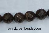 CBZ107 15.5 inches 14mm faceted round bronzite gemstone beads