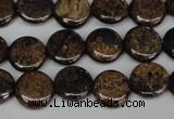 CBZ209 15.5 inches 12mm flat round bronzite gemstone beads