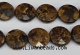 CBZ431 15.5 inches 15mm faceted coin bronzite gemstone beads