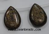 CBZ502 Top-drilled 13*18mm flat teardrop bronzite gemstone beads