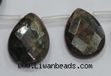 CBZ508 Top-drilled 15*20mm faceted flat teardrop bronzite gemstone beads