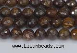 CBZ610 15.5 inches 4mm faceted round bronzite gemstone beads