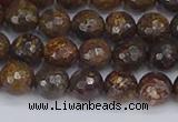 CBZ612 15.5 inches 8mm faceted round bronzite gemstone beads