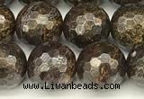 CBZ631 15 inches 8mm faceted round bronzite beads wholesale