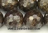 CBZ633 15 inches 12mm faceted round bronzite beads wholesale