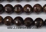 CBZ96 15.5 inches 12mm faceted round bronzite gemstone beads