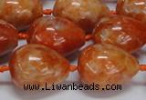 CCA463 15.5 inches 15*20mm teardrop orange calcite gemstone beads