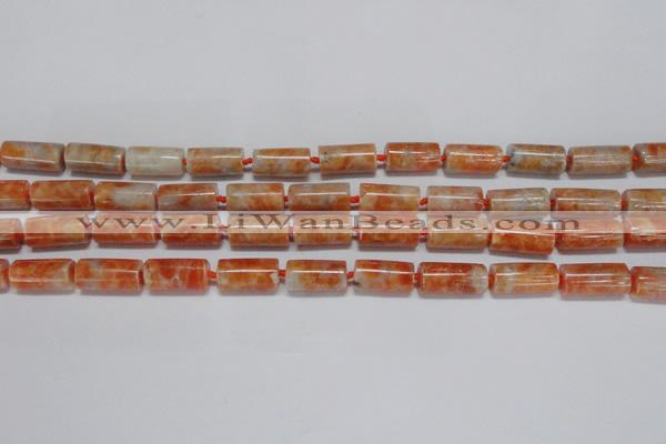 CCA465 15.5 inches 8*16mm tube orange calcite gemstone beads