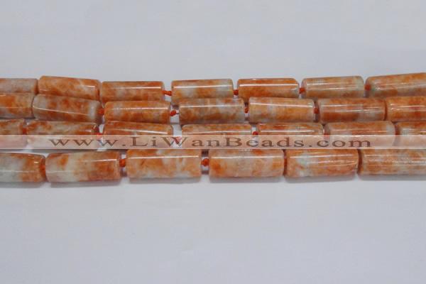 CCA466 15.5 inches 12*30mm tube orange calcite gemstone beads