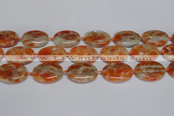 CCA486 15.5 inches 22*30mm oval orange calcite gemstone beads