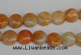 CCA63 15.5 inches 10mm flat round orange calcite gemstone beads