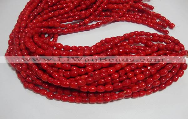 CCB03 15.5 inches 6*8mm drum shape red coral beads Wholesale