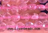 CCB1040 15 inches 4mm faceted coin strawberry quartz beads