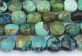 CCB1152 15 inches 4mm faceted coin turquoise beads