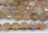 CCB1157 15 inches 4mm faceted coin sunstone beads