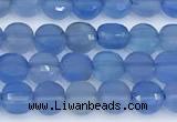 CCB1166 15 inches 4mm faceted coin blue agate beads