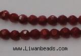 CCB120 15.5 inches 3mm faceted round red coral beads wholesale