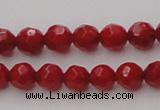 CCB121 15.5 inches 5mm faceted round red coral beads wholesale