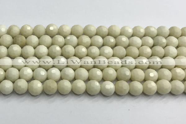 CCB1211 15 inches 8mm faceted round ivory jasper beads