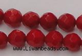 CCB122 15.5 inches 6mm faceted round red coral beads wholesale